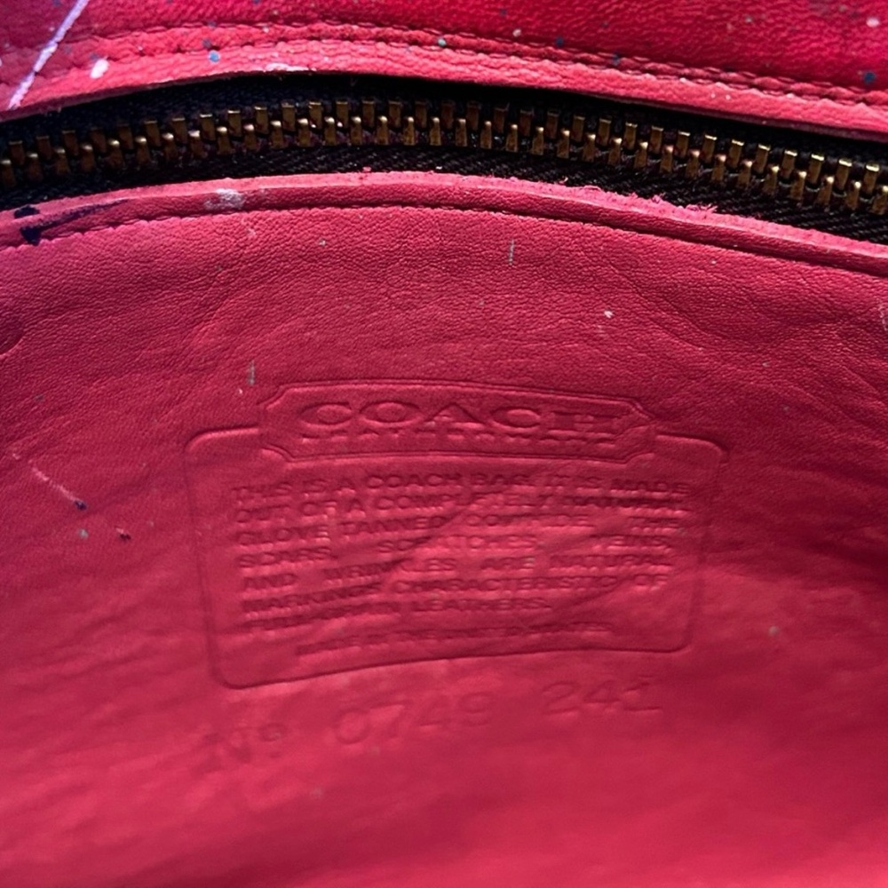 Vintage Coach Court Red Custom Paint Splatter Shoulder Bag Satchel Pollock-esque - Picture 11 of 13